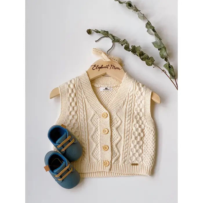 Elegant Green Knit Waistcoats Baby