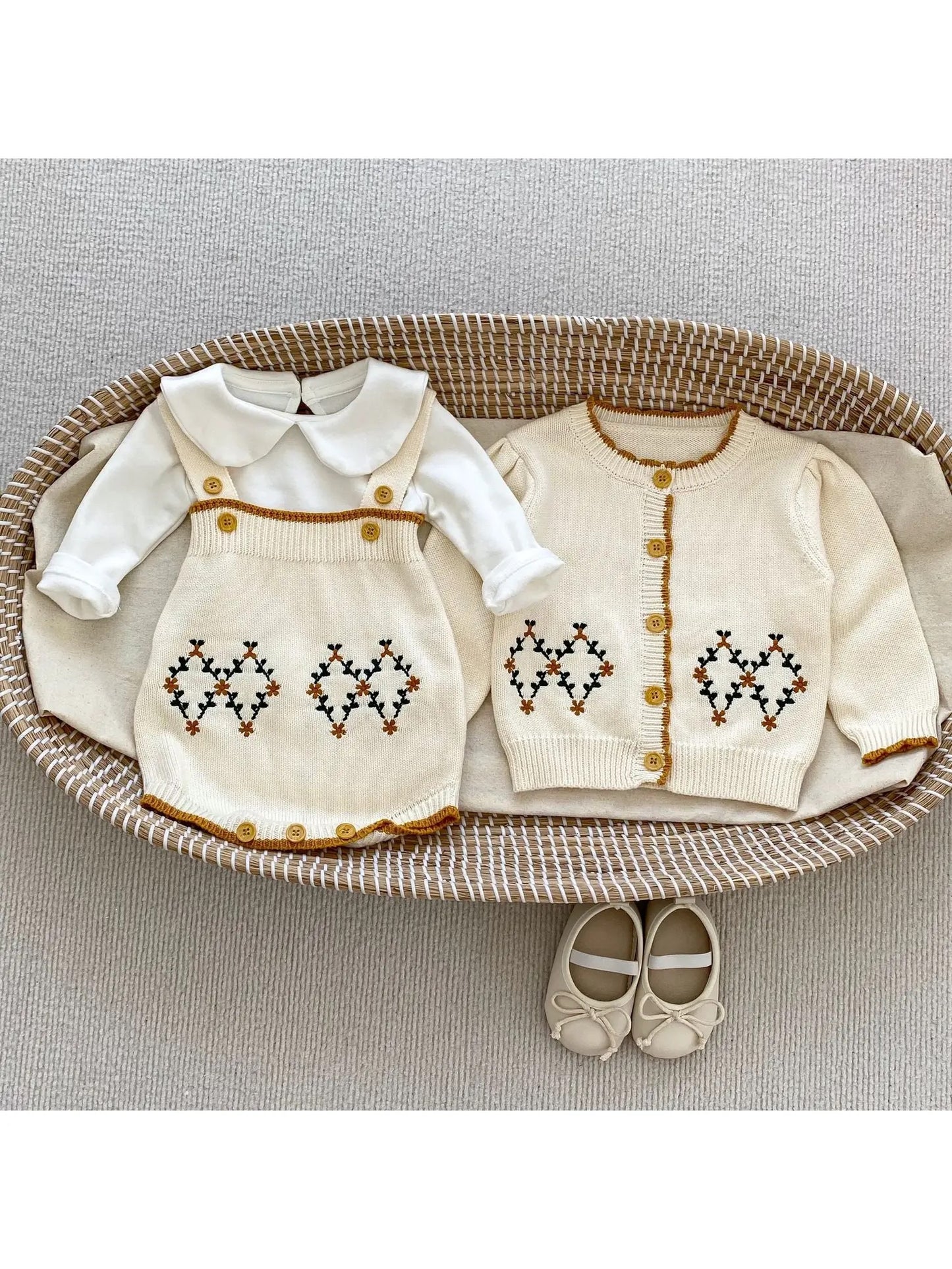 Long Sleeve Knitted Quality Onesie & Cardigan Set