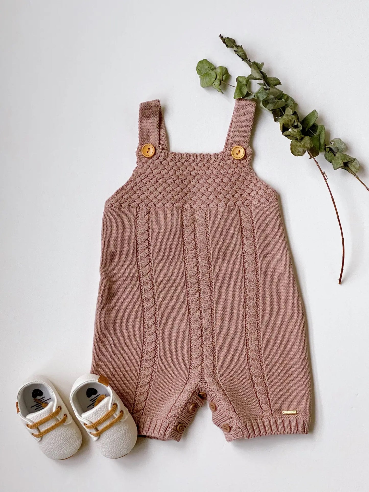 Rosy Brown Knit Baby Overalls