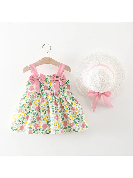 Flower Pattern Bow Dress